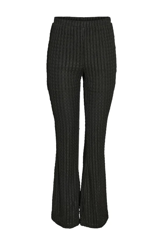 Noisy May Dinah Lace Wide Leg Trousers, Black Trousers sophisticated sleek