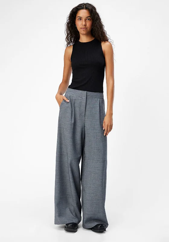 Object Lesli Wide Leg Trousers, Grey Trousers versatile functional