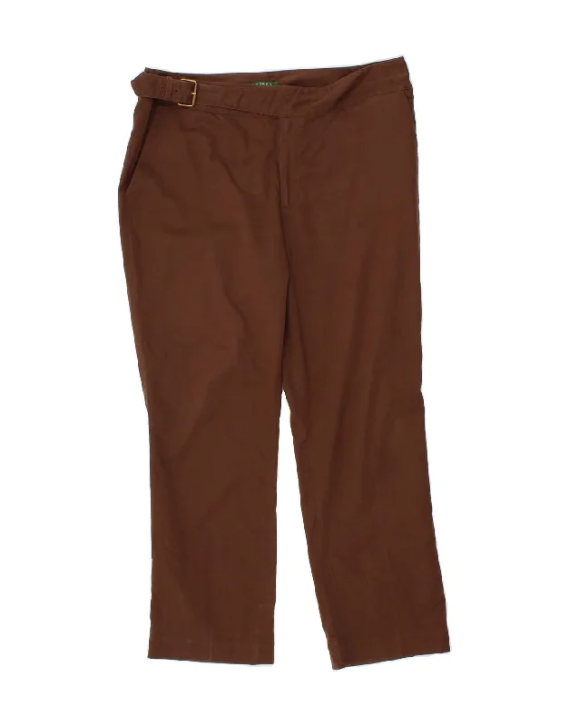 RALPH LAUREN Womens Straight Chino Trousers US 16 2XL W38 L29 Brown Cotton Trousers sophisticated sleek