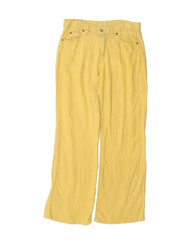 REPLAY Womens Wide Leg Casual Trousers W32 L31 Yellow Chinos Cotton Straight Leg