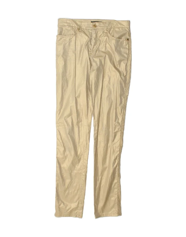 ROCCOBAROCCO Womens Slim Casual Trousers W31 L33 Gold Cotton Trousers Fleece Cozy