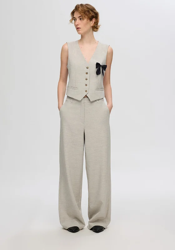 Selected Femme Wide Leg Trousers, Grey Trousers cozy soft