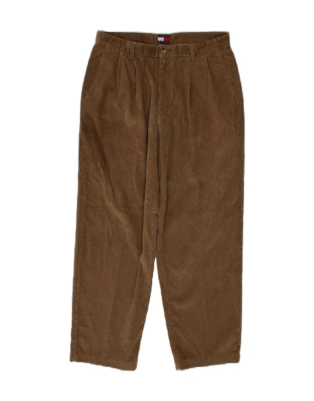 TOMMY HILFIGER Womens Straight Corduroy Trousers  W35 L32 Brown Cotton Trousers Party Sparkling