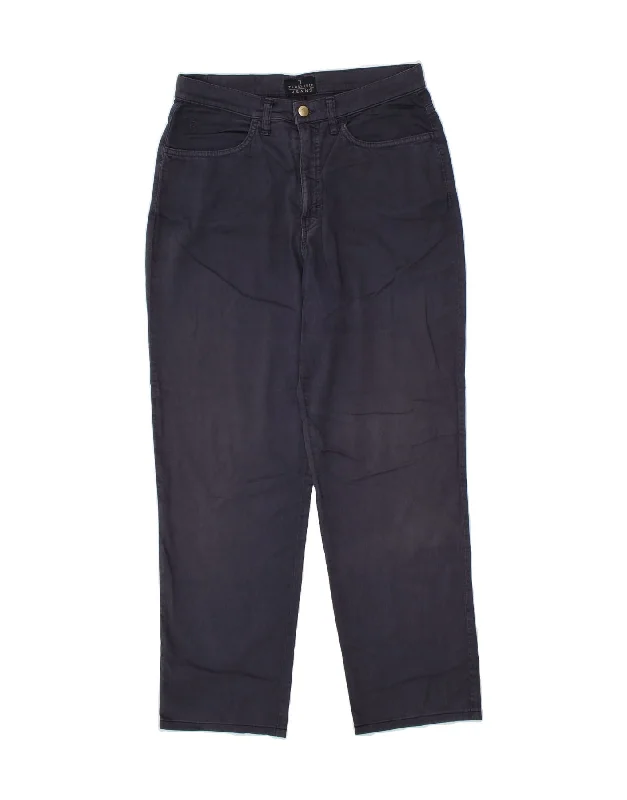 TRUSSARDI Womens Tapered Casual Trousers W30 L27  Navy Blue Cotton Trousers Bridal Satin