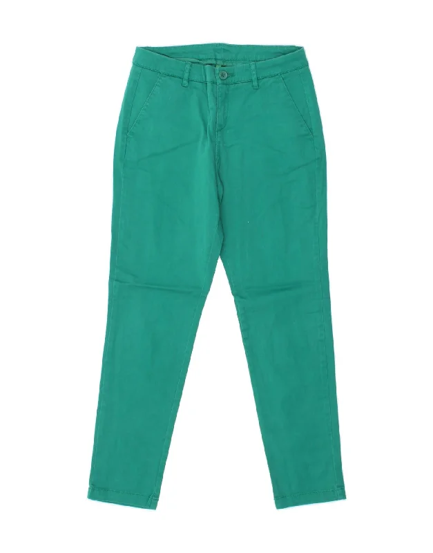 UNITED COLORS OF BENETTON Womens Chino Trousers UK 6 XS W28 L27 Green Trousers Velvet Soft