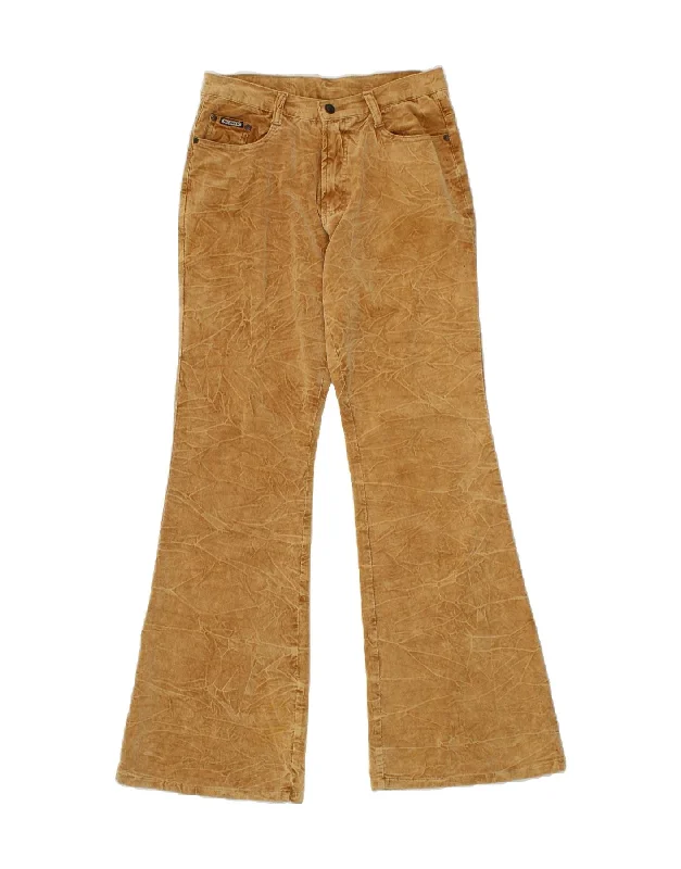 VINTAGE Womens Flare Corduroy Trousers W28 L31 Beige Trousers Party Sparkling