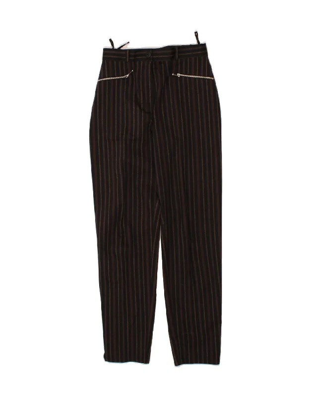 VINTAGE Womens Tapered Casual Trousers UK 12 Medium  W28 L30 Black Striped Trousers Harem Relaxed Fit