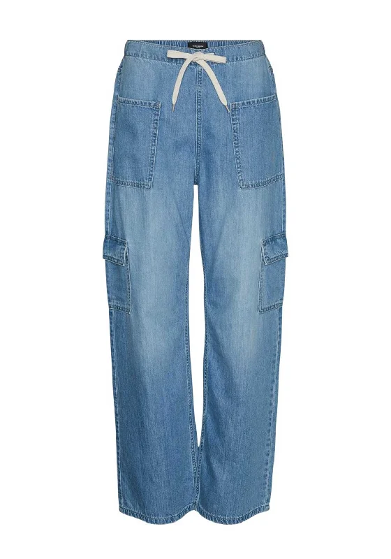 Vero Moda Perla Denim Cargo Trousers, Light Blue Denim Trousers Ceremony Elegant