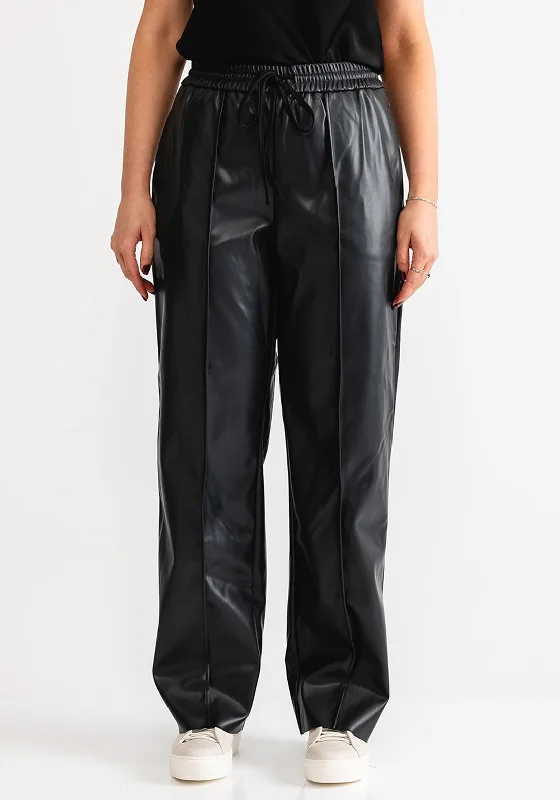 Vero Moda Rose Faux Leather Trousers, Grey Trousers sophisticated sleek