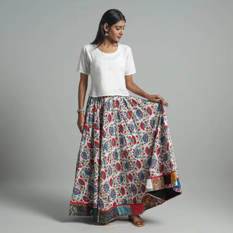 Multicolor - Sanganeri Block Print Cotton Long Skirt 14 maxi skirt elegant