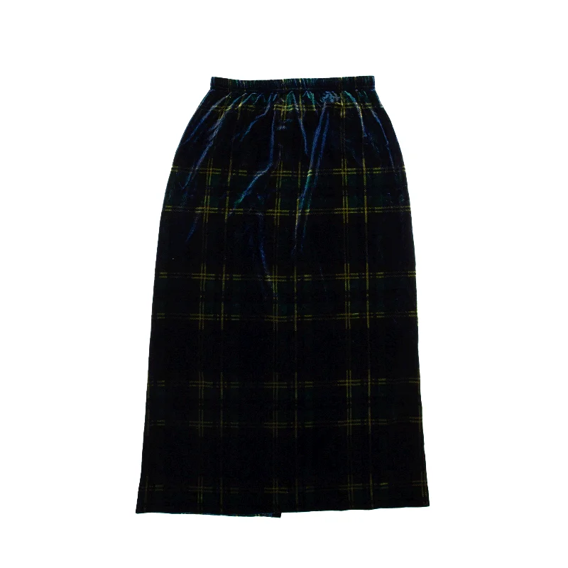 COLDWATER CREEK Midi Straight Skirt Blue Velvet Check Womens UK 6 mini skirt trendy