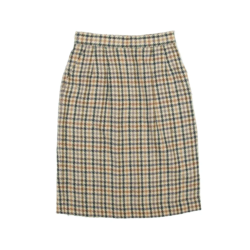 FOLKNER Knee Length Pencil Skirt Brown Wool Houndstooth Womens UK 4 lace skirt delicate